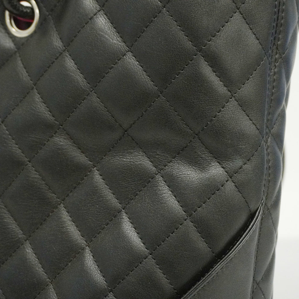 CHANELAuth  Ligne Cambon Tote Bag Women's Leather Tote Bag Black