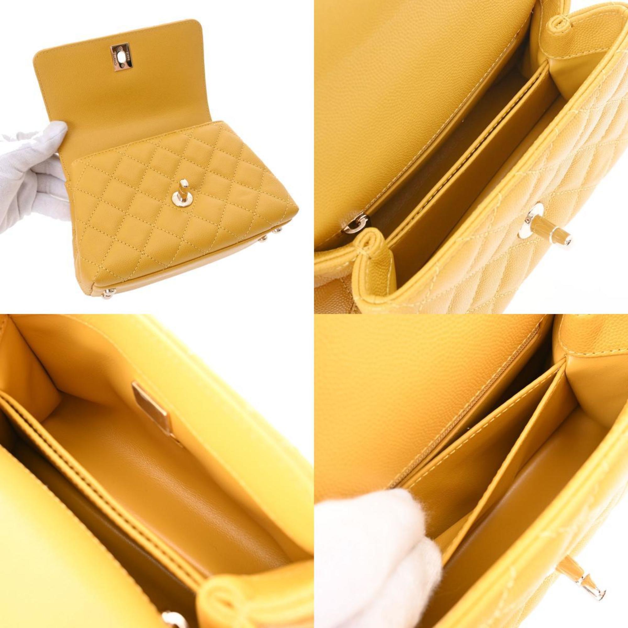 CHANEL matelasse XXS yellow AS2215 ladies caviar skin bag