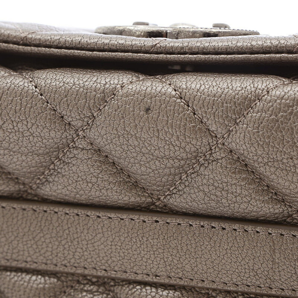 CHANEL matelasse chain shoulder bag leather gray gunmetal fittings A93017