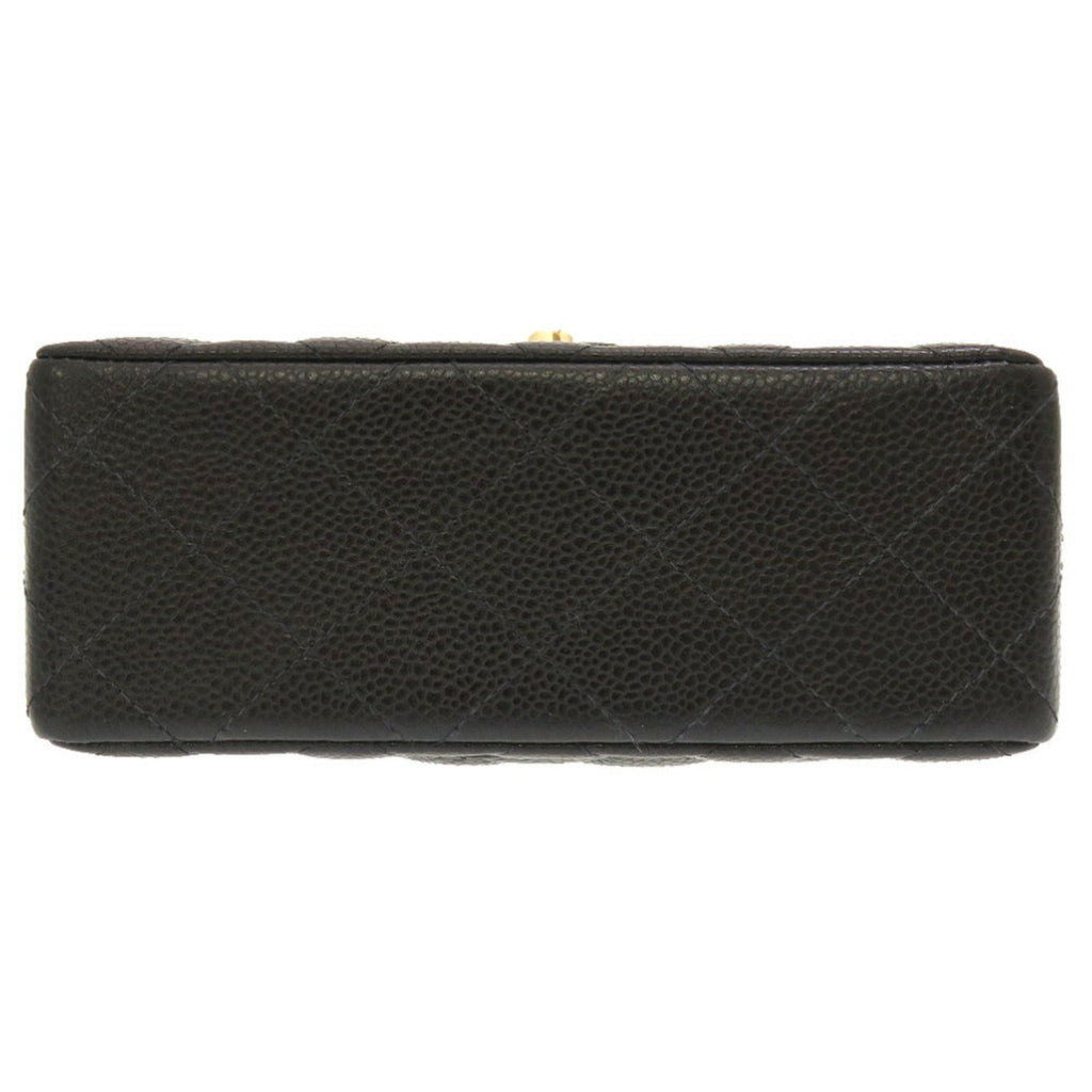 CHANEL Matelasse Caviar Skin Black No. 8 Gold Chain Shoulder Bag Coco Mark