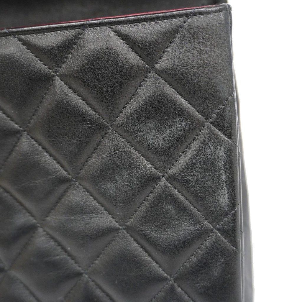 CHANEL  Big Matelasse W Chain Women's Leather Shoulder Bag Black
