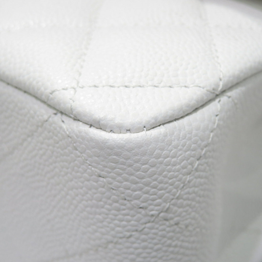 CHANEL Classic Flap Bag Shoulder White SG Hardware Caviar Skin Women's Men's
