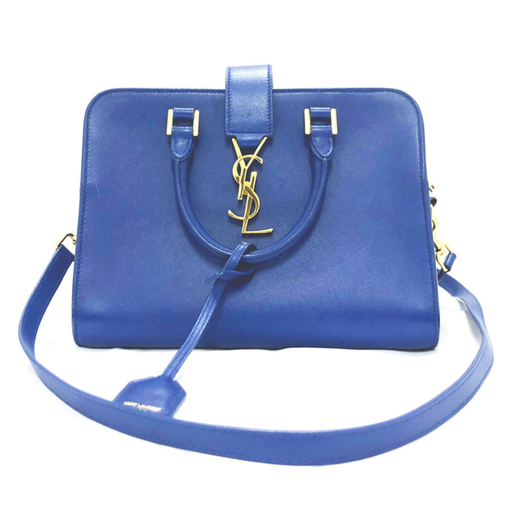 SAINT LAURENT Handbag Shoulder Bag Baby Kabas Leather Blue Ladies 372087