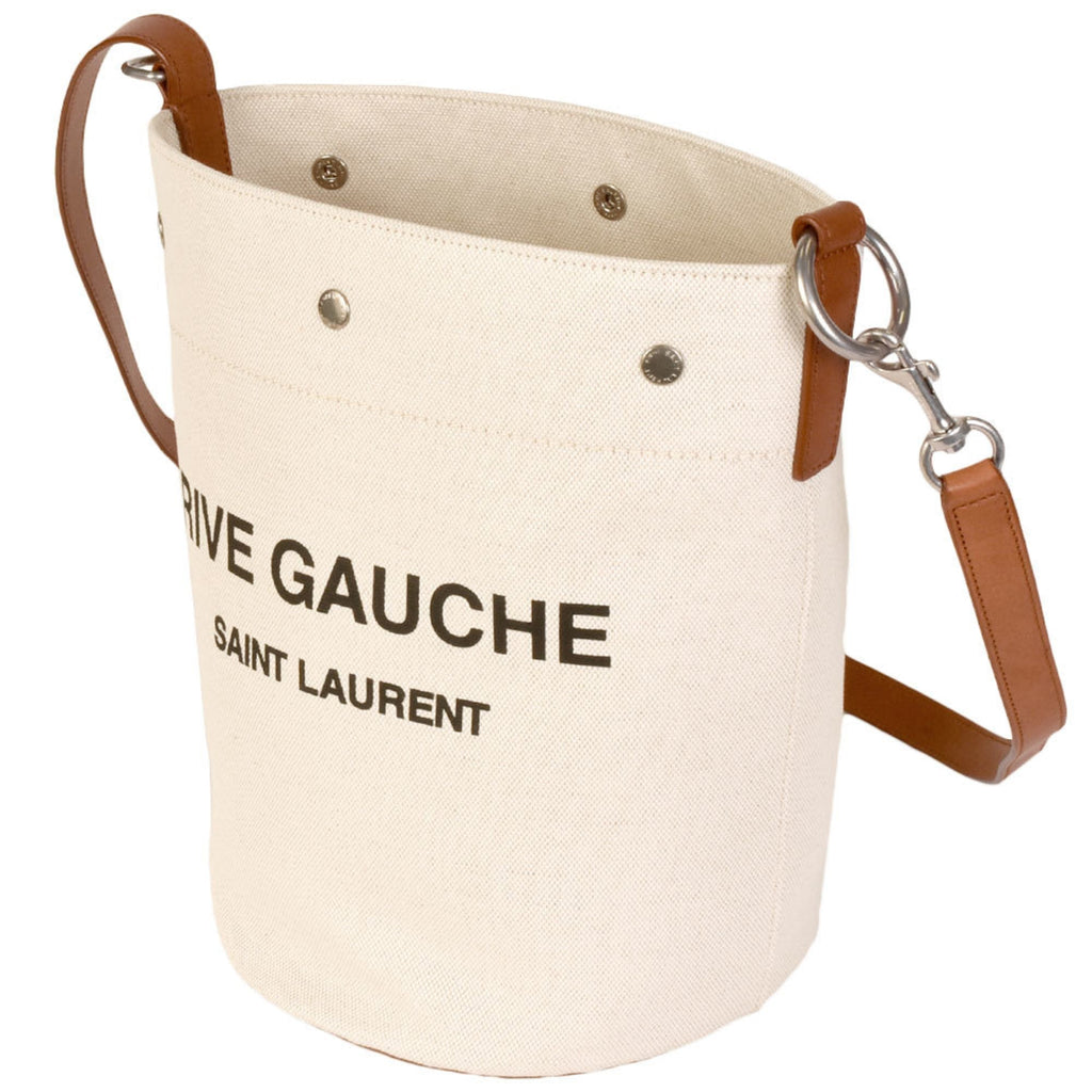 YVES SAINT LAURENT Saint Laurent Paris SAINT LAURENT Rive Gaucher Shoulder Bag Ivory Brown Canvas Leather 669299