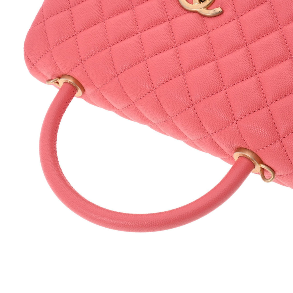 CHANEL Matelasse Coco Handle 28 Pink A92991 Ladies Caviar Skin Bag
