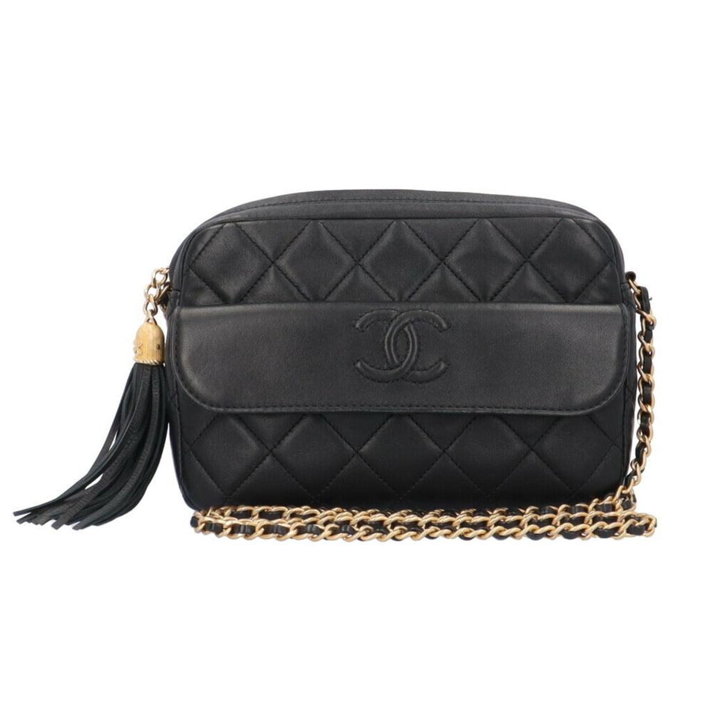 CHANEL Chain Shoulder Bag Lambskin Black Women's