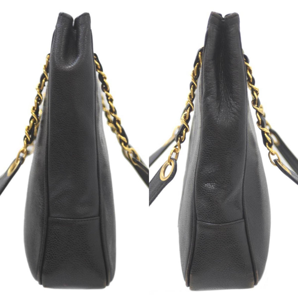 CHANEL Coco Shoulder Bag Caviar Skin Chain Tote Black  Ladies KS