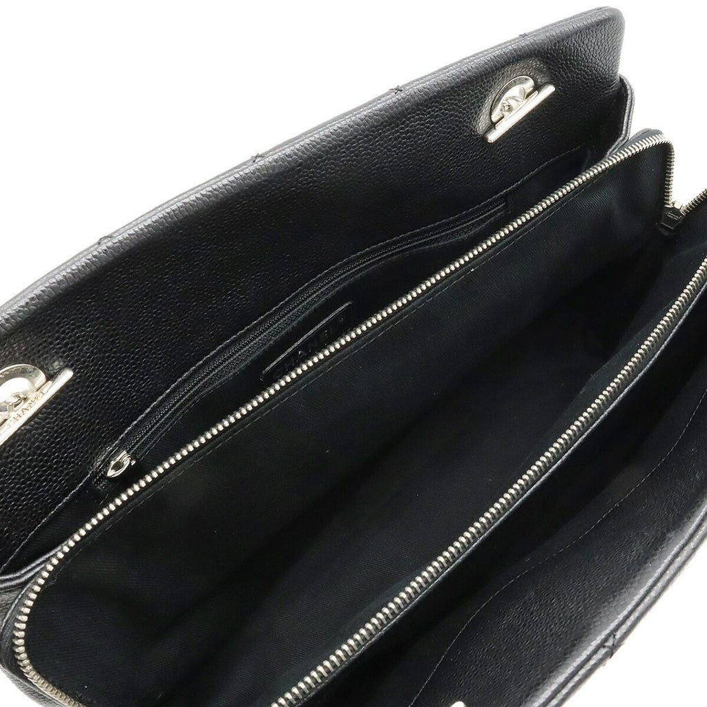 CHANEL Matelasse Coco Mark Chain Tote Bag Shoulder Caviar Skin Leather Black A67294