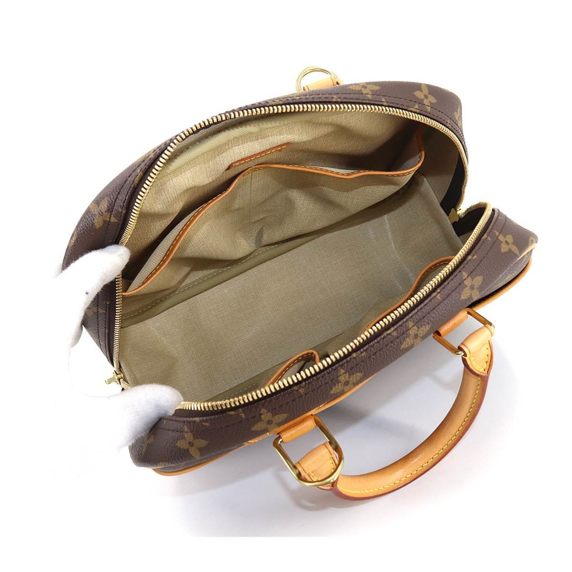 Louis Vuitton Monogram Trouville Hand Bag Brown M42228 Gold Hardware