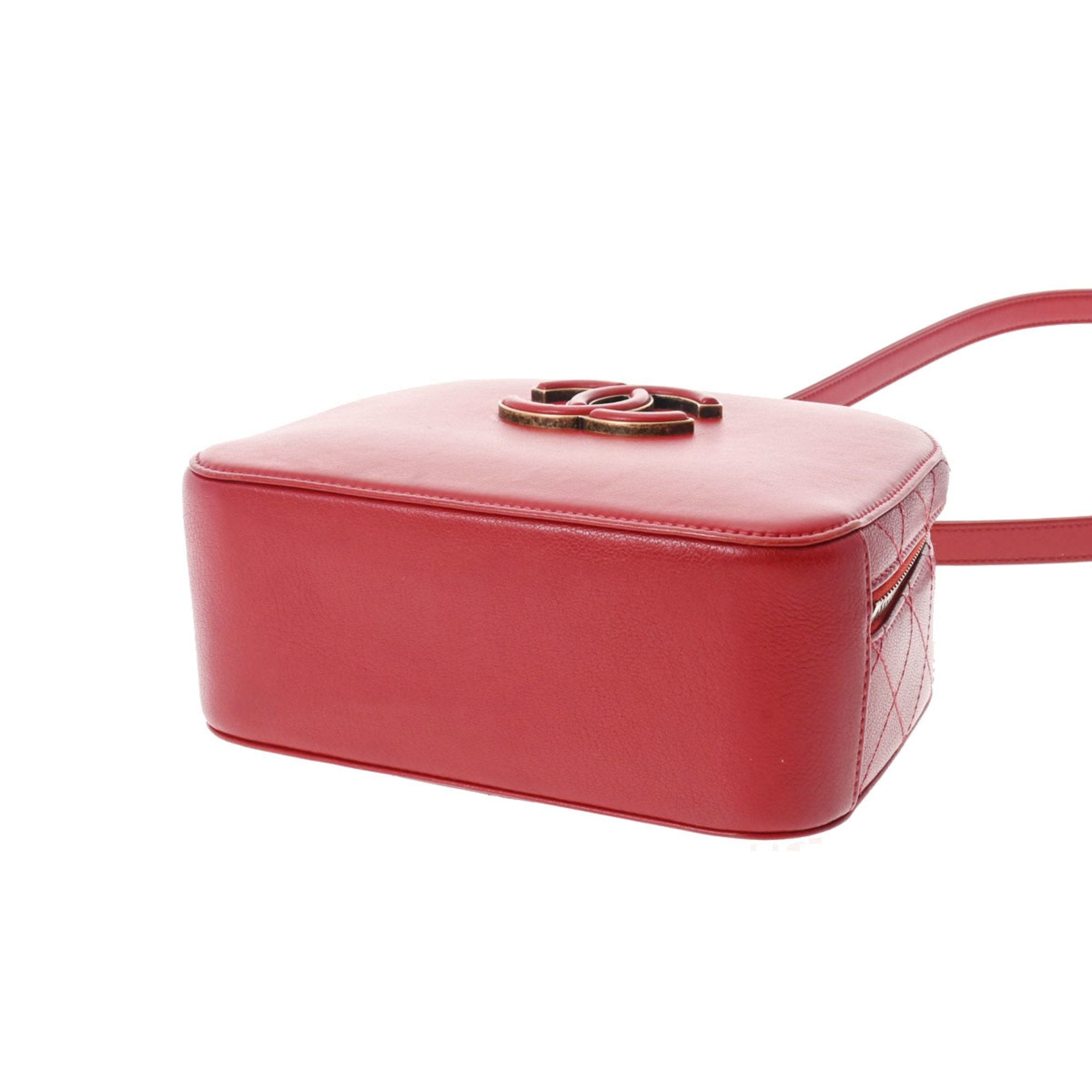 CHANEL handbag red A93463 ladies calf shoulder bag