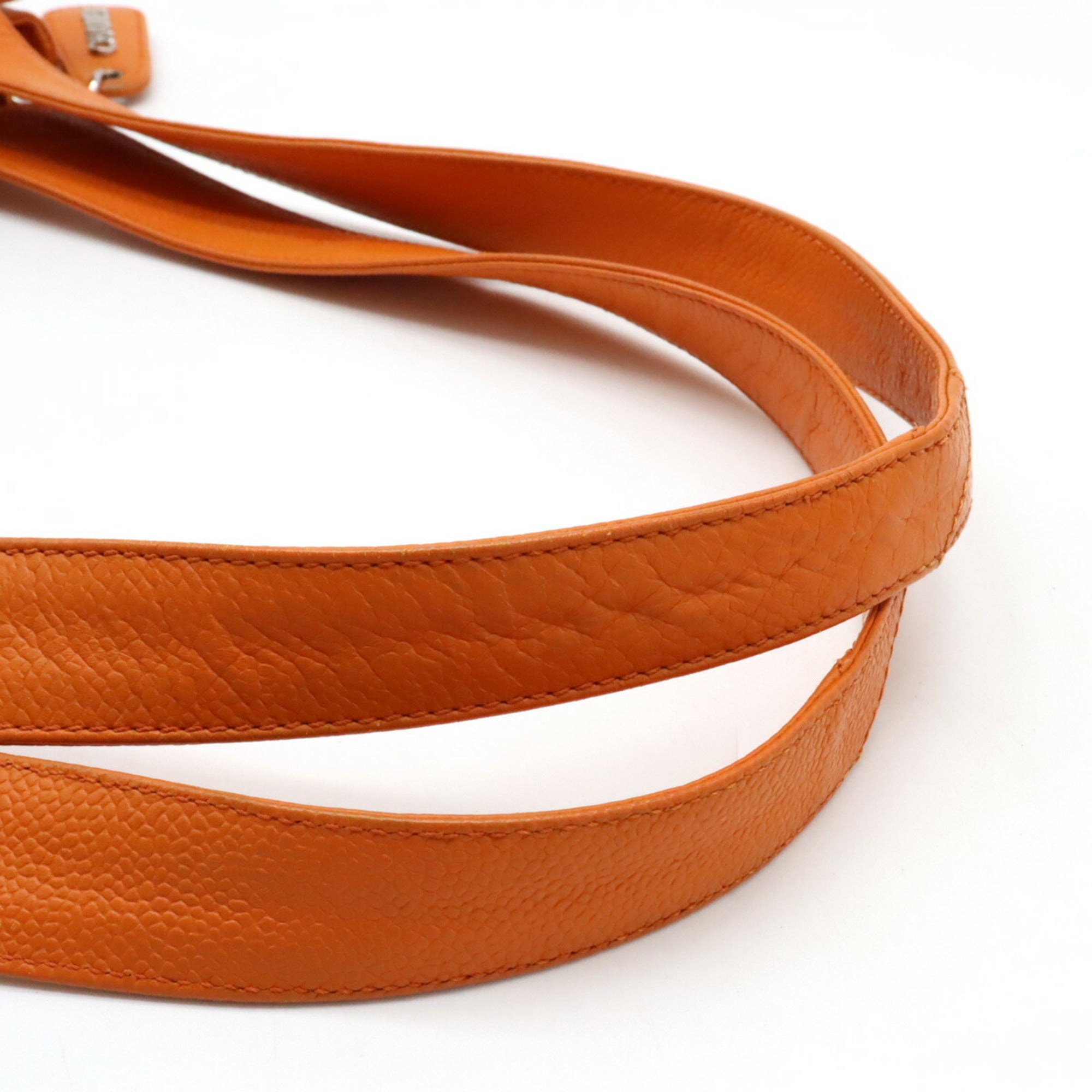 CHANEL tote bag shoulder caviar skin leather orange