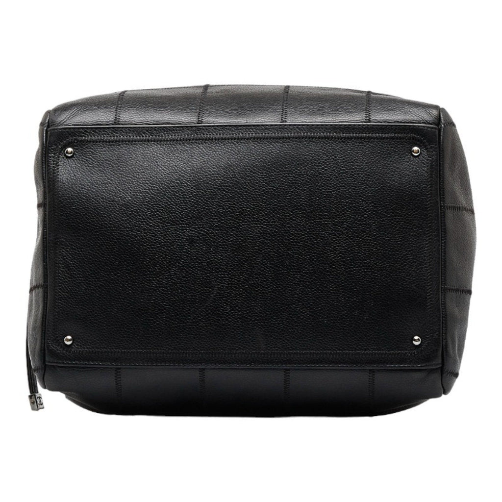 CHANEL Chocolate Bar Handbag Boston Bag Black Caviar Skin Ladies