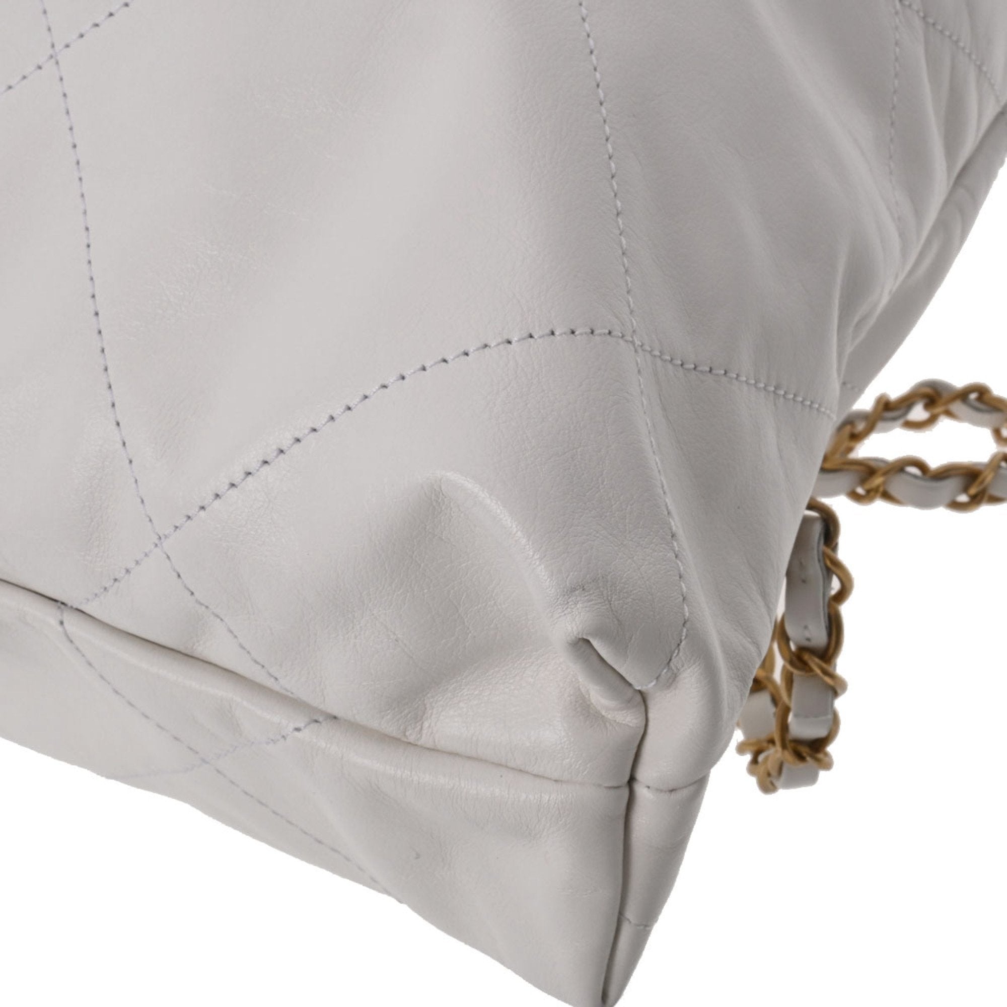 CHANEL 22 Large Backpack White Women's Calf Rucksack/Daypack