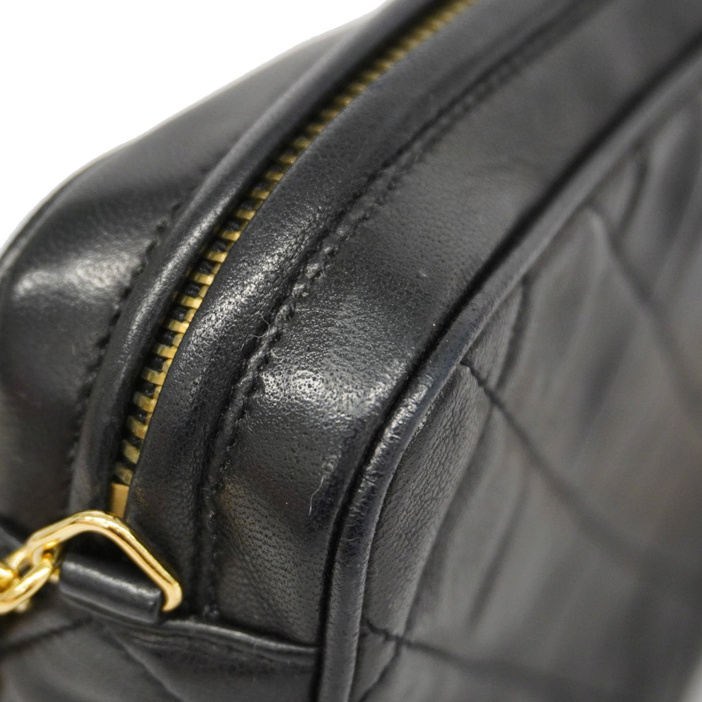 CHANEL[3bd5058]   Shoulder Bag Matelasse Chain Shoulder with Fringe Lambskin Black Gold metal