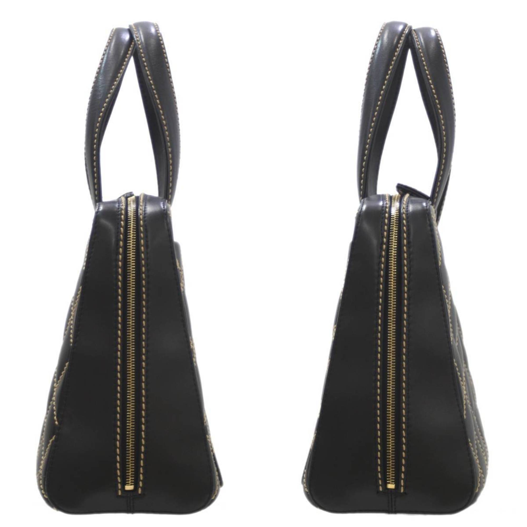 CHANEL Wild Stitch Coco Mark Handbag Leather Black 7687325