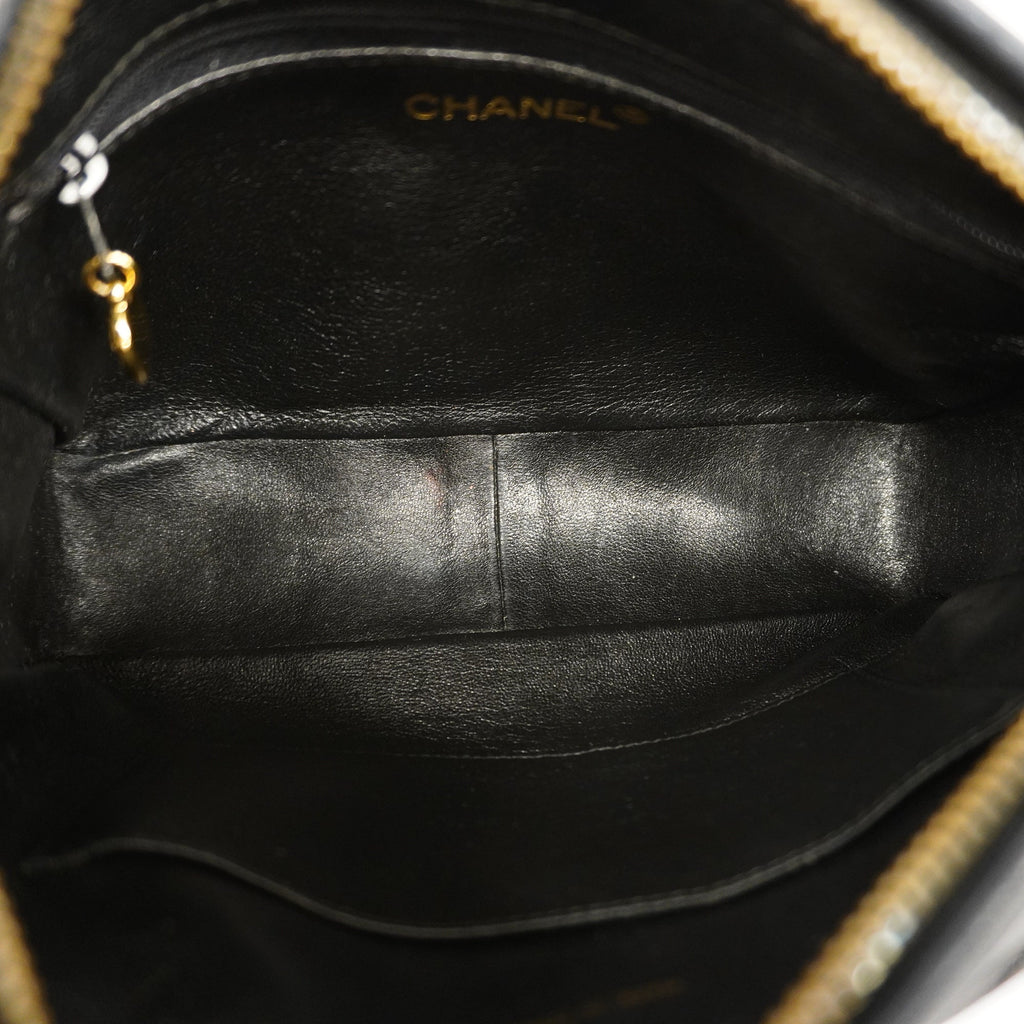CHANELAuth  Matelasse Chain Shoulder With Fringes Leather Shoulder Bag Black