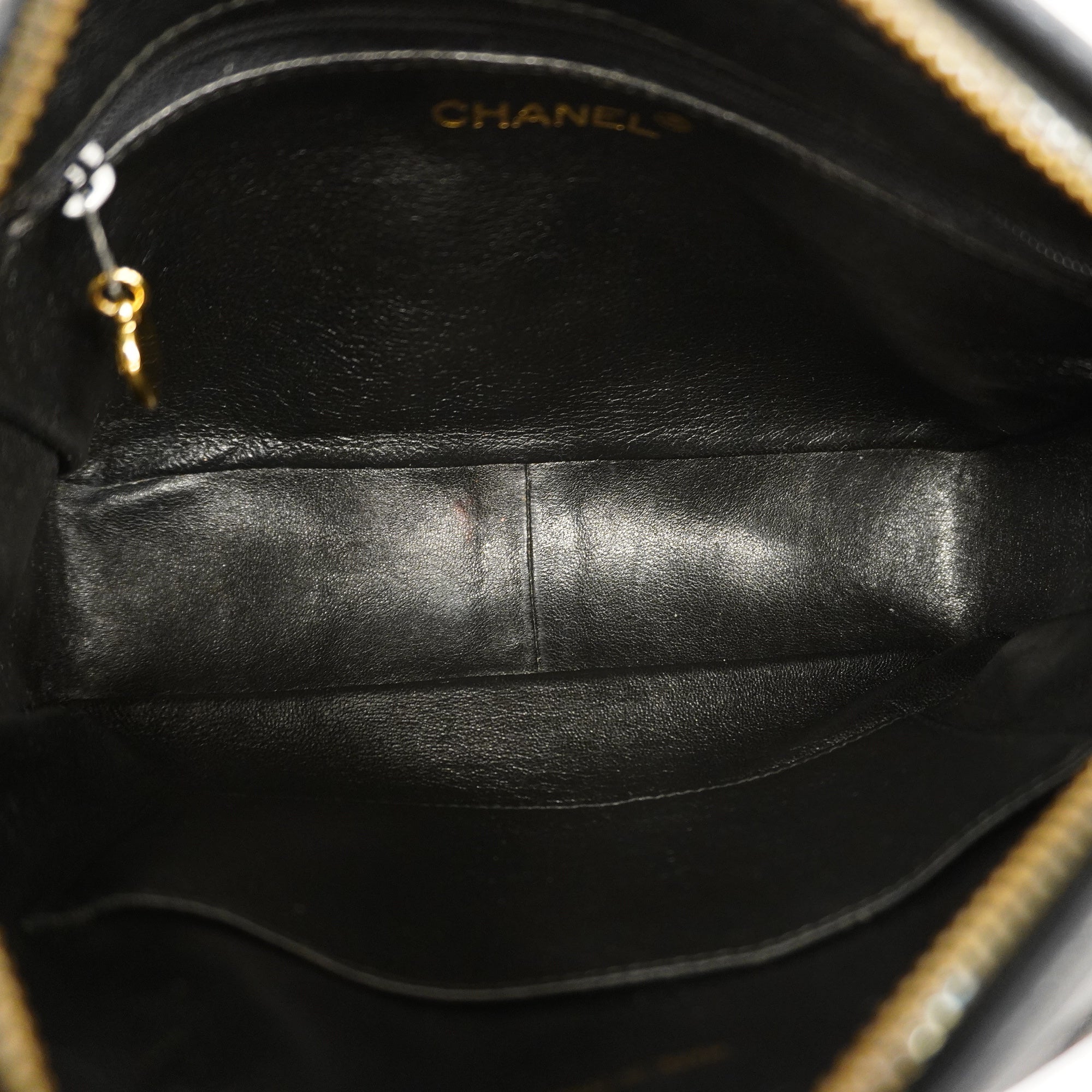 CHANELAuth  Matelasse Chain Shoulder With Fringes Leather Shoulder Bag Black