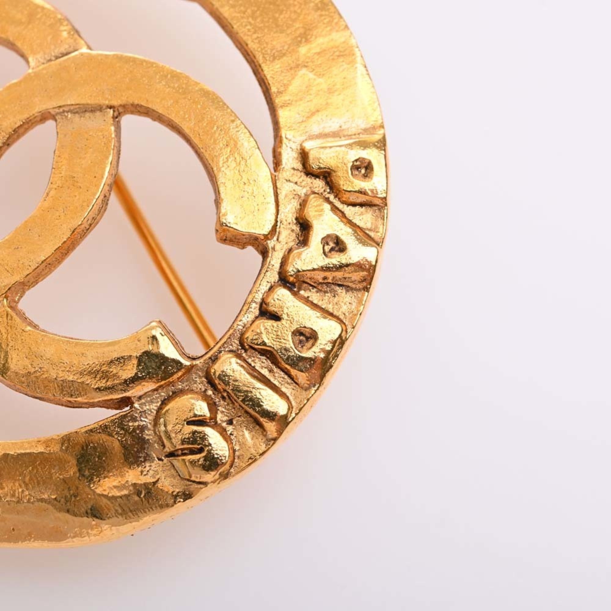 CHANEL Cocomark Circle Brooch Gold Ladies
