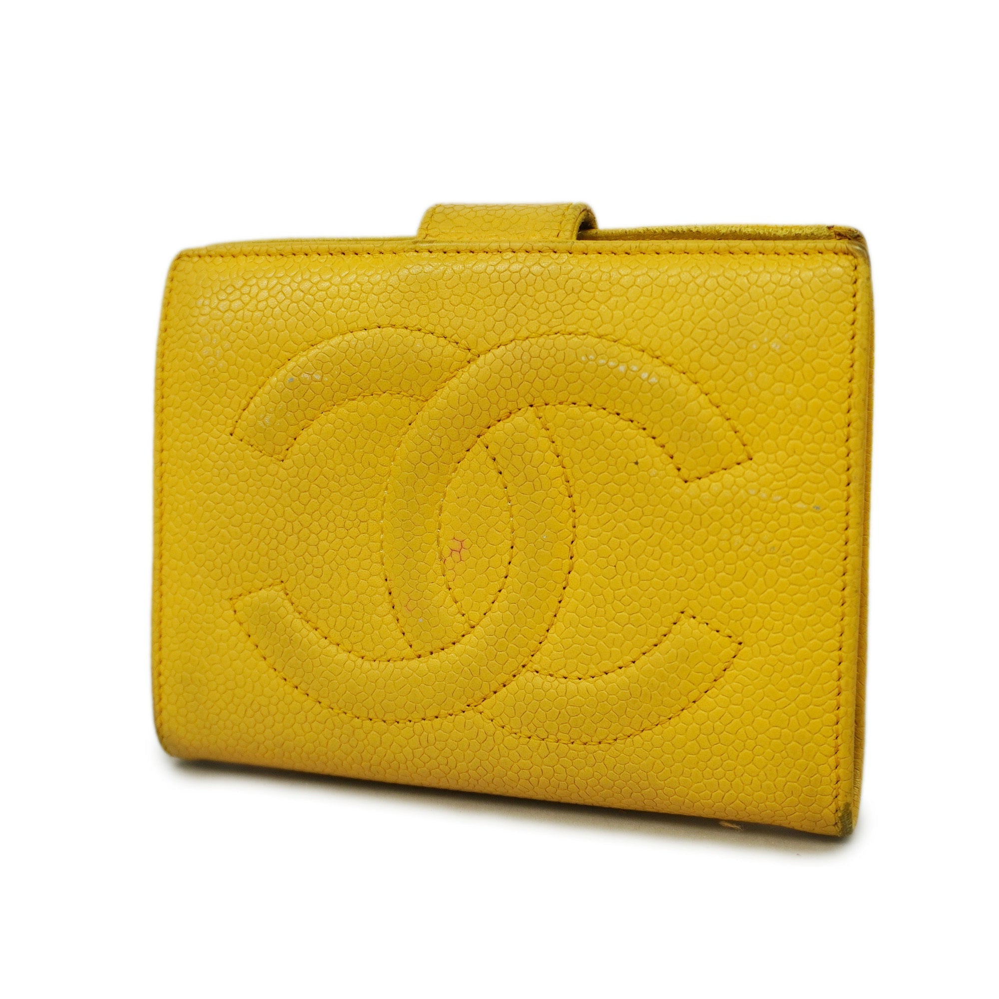 CHANEL  Wallet Gold Hardware Women's Caviar Leather Yellow