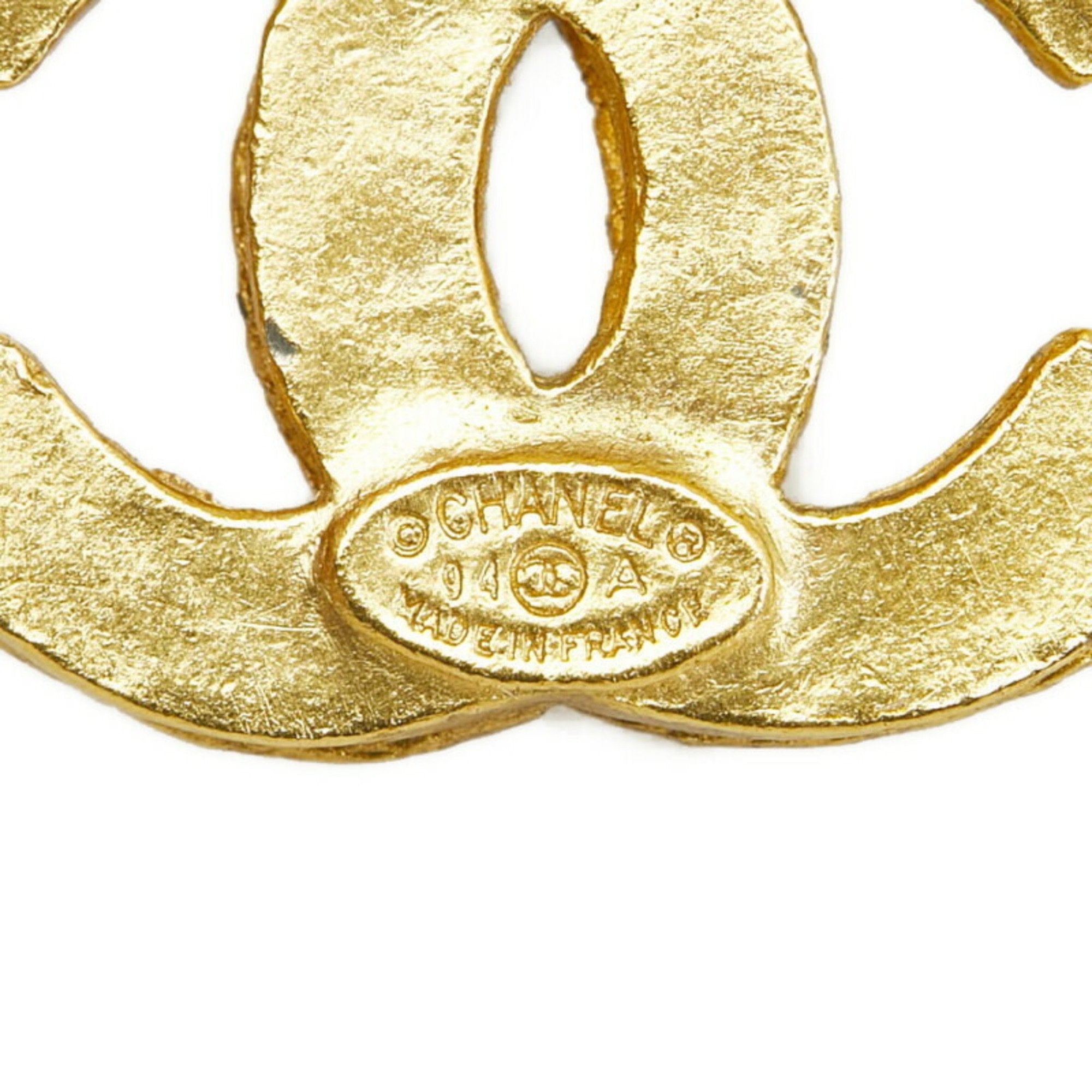 CHANEL triple coco mark brooch gold plated ladies