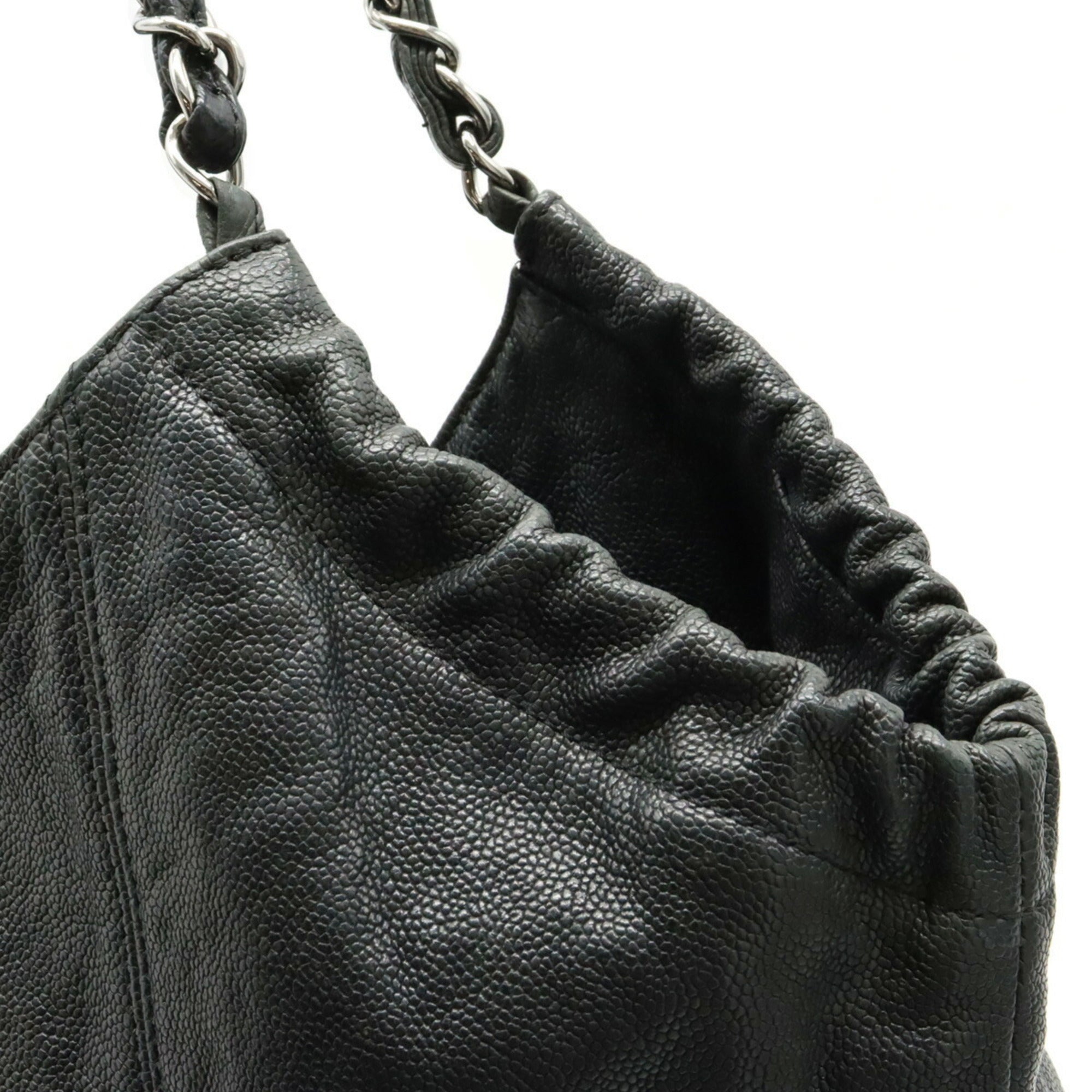 CHANEL Cococabus GM Cocomark Shoulder Bag Chain Tote Caviar Skin Leather Black A33450