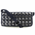 CHANEL ice cube shoulder bag chocolate bar cotton black ladies