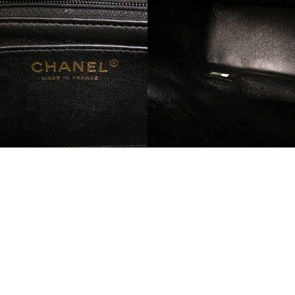 CHANEL Matelasse Caviar Skin Black No. 8 Gold Chain Shoulder Bag Coco Mark