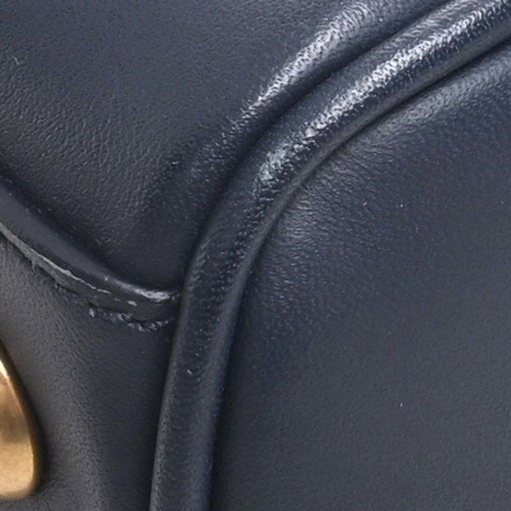 SAINT LAURENT Baby Duffle Leather Boston Bag Handbag 330958 Navy Ladies