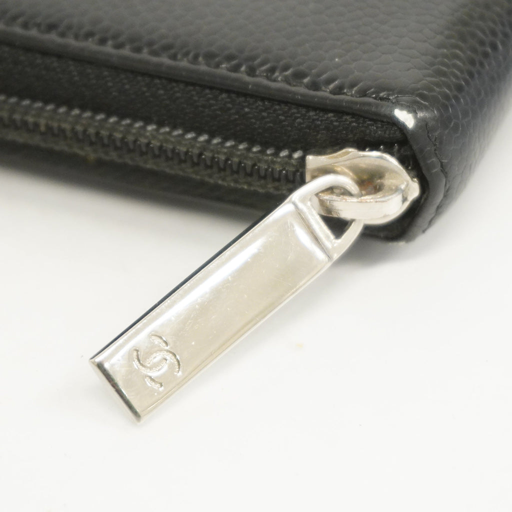 CHANELAuth  Long Wallet [bi-fold] Gold Hardware Women's Caviar Leather Long Wall