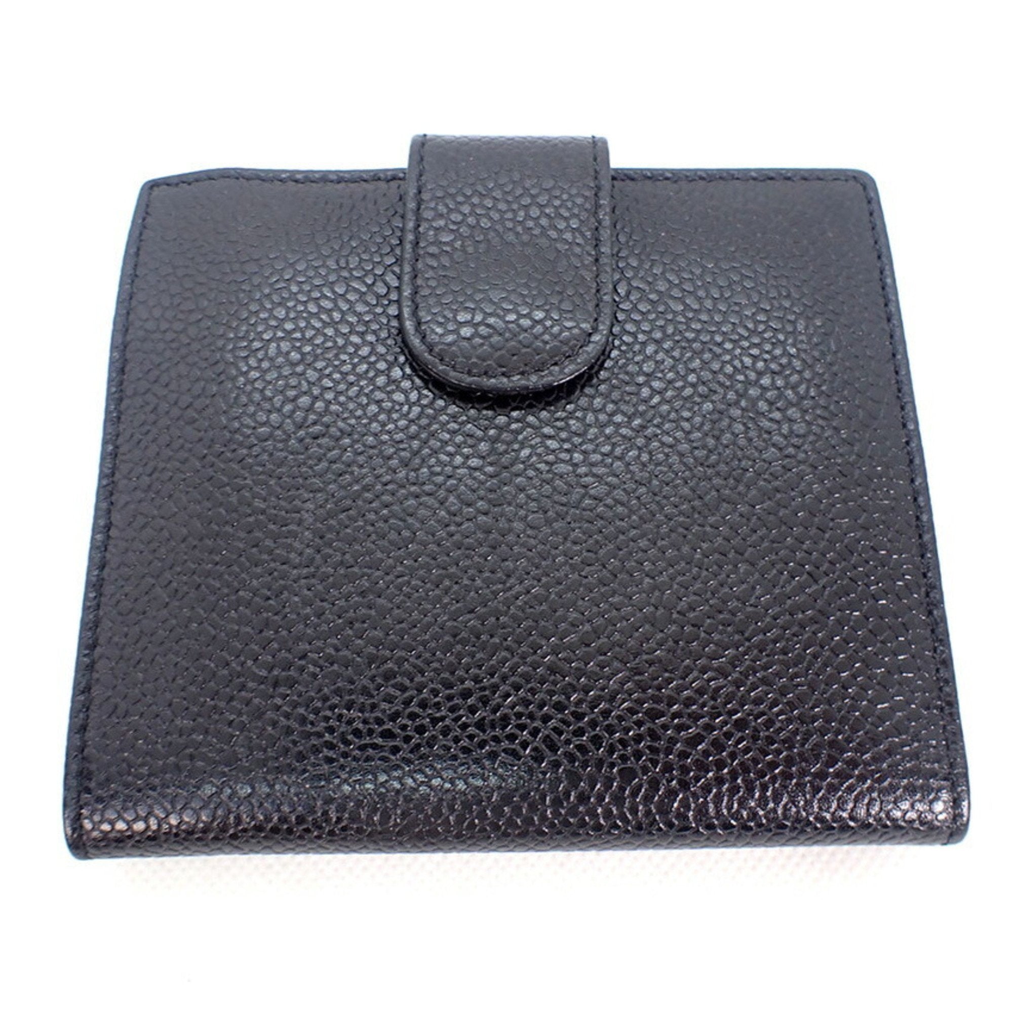 CHANEL caviar skin black trifold wallet