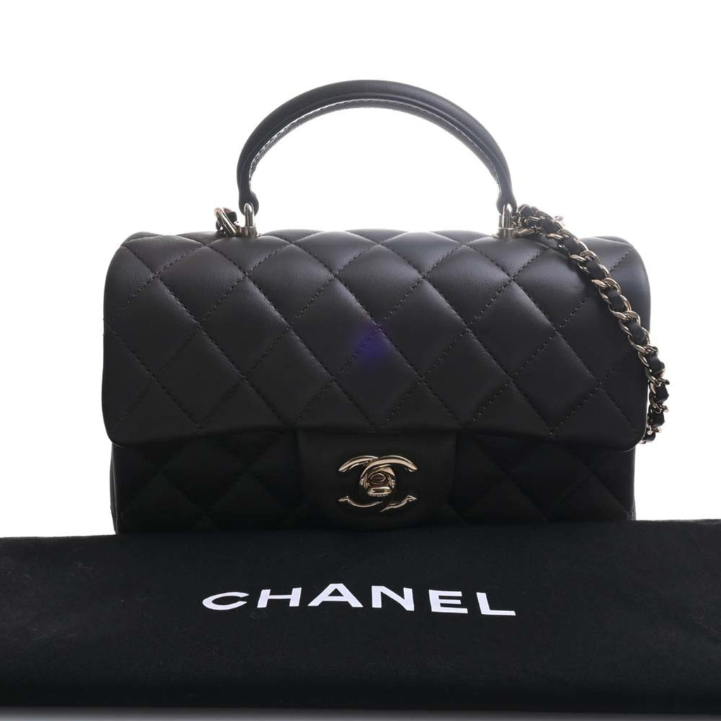 CHANEL Lambskin Matelasse Coco Mark Chain Shoulder Bag Brown Women's