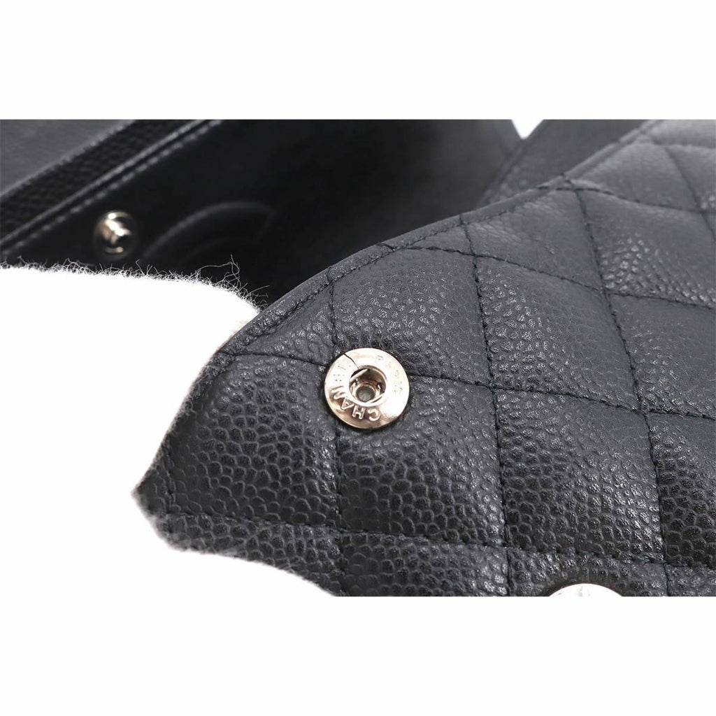 CHANEL Matelasse 25 Chain Shoulder Bag Caviar Skin Black A01112 Silver Hardware Coco Mark
