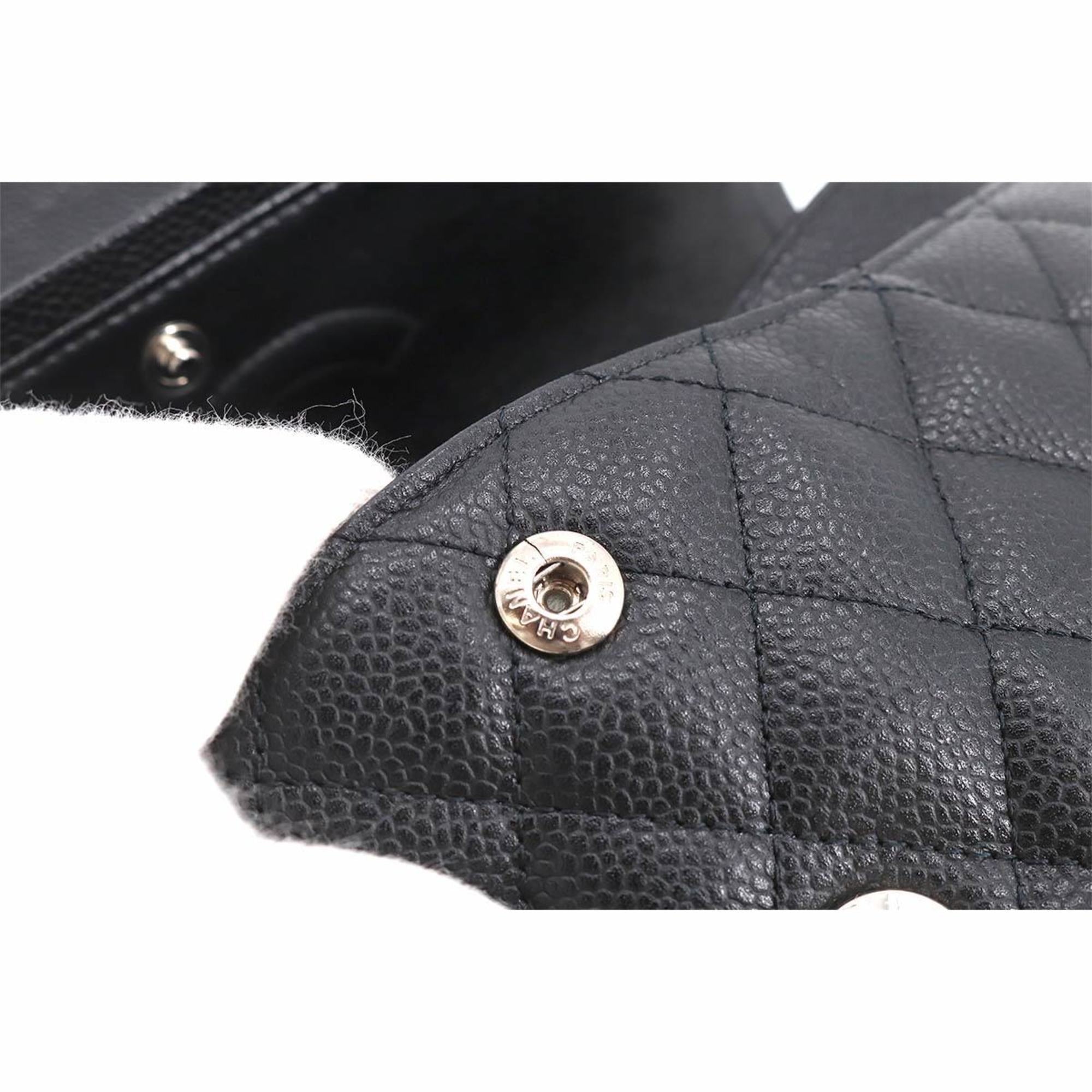 CHANEL Matelasse 25 Chain Shoulder Bag Caviar Skin Black A01112 Silver Hardware Coco Mark