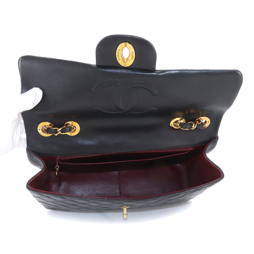 CHANEL Decamato Matelasse 34 Chain Shoulder Bag Leather Black A01094 Vintage Gold Hardware