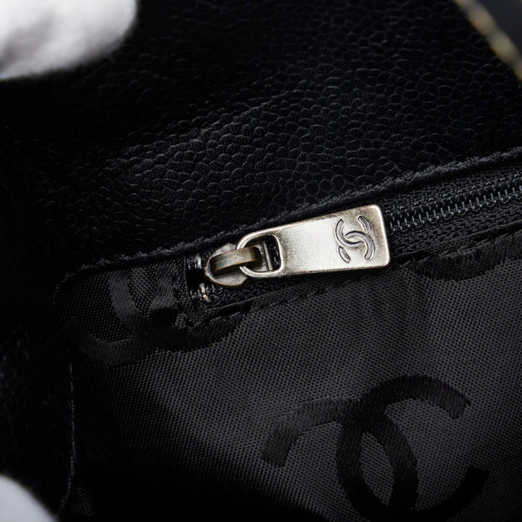 CHANEL Coco Mark Turnlock Handbag Tote Bag Black Caviar Skin Ladies