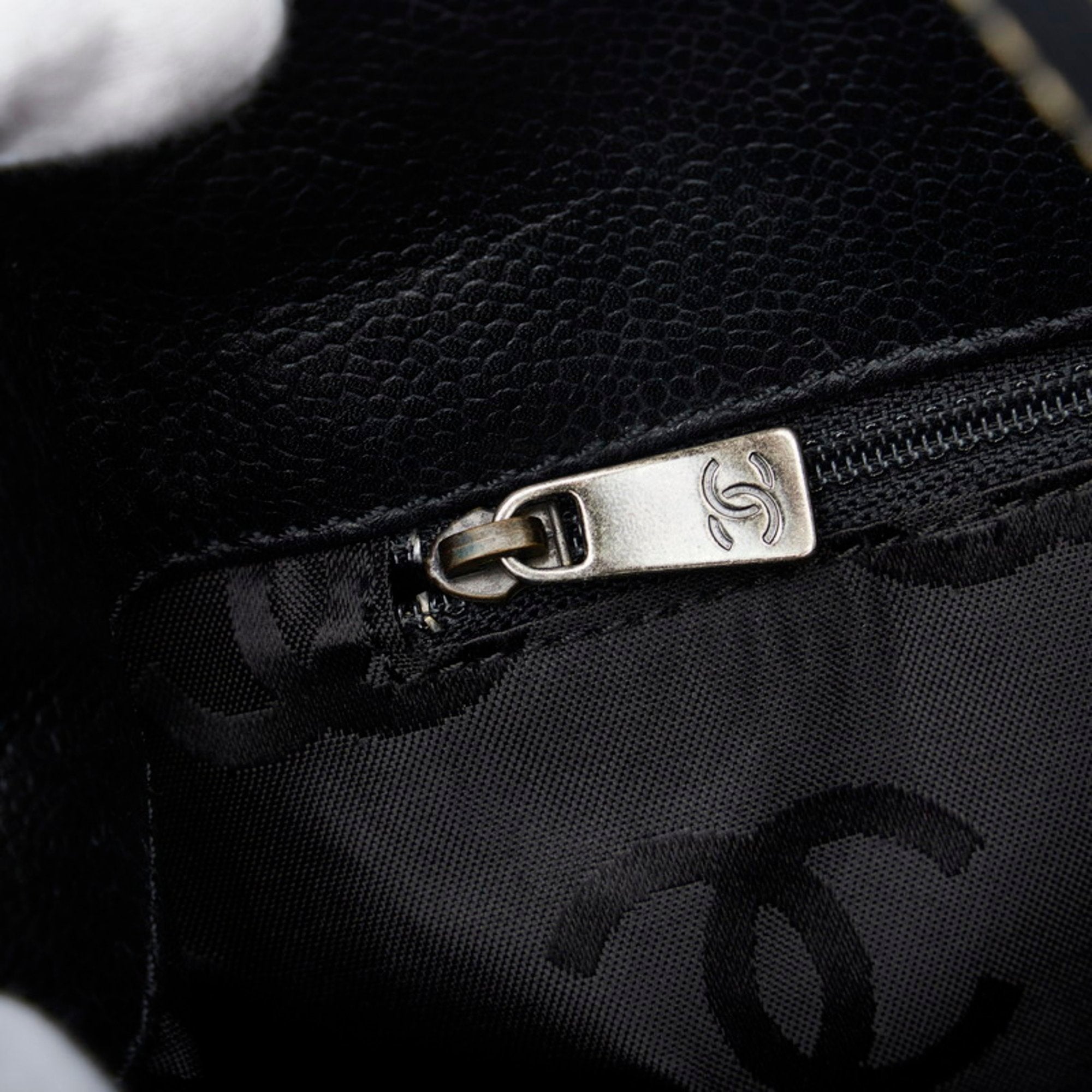 CHANEL Coco Mark Turnlock Handbag Tote Bag Black Caviar Skin Ladies