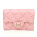 CHANEL Matelasse Classic Small Flap Caviar Skin Trifold Wallet AP0230 Pink