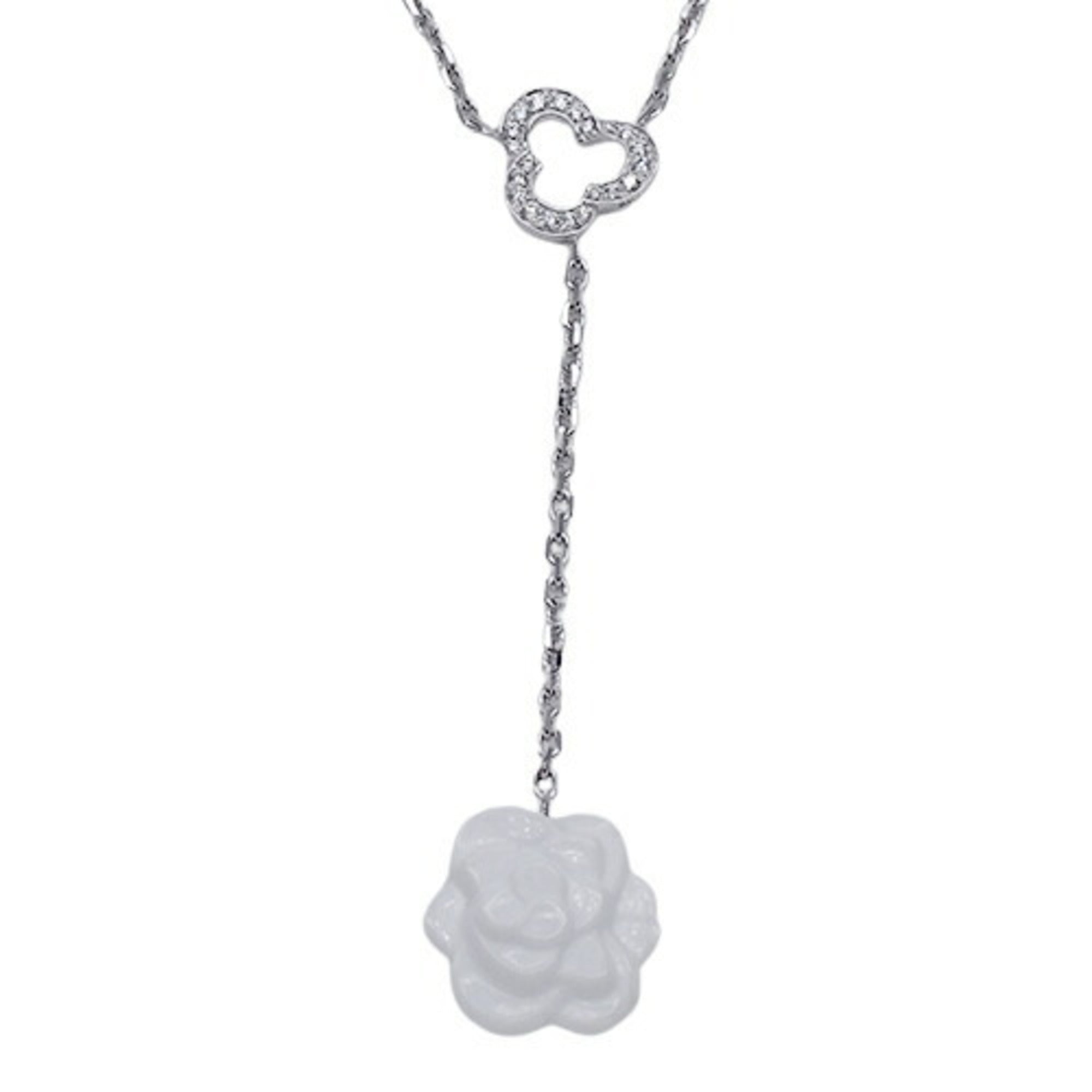 CHANEL Necklace Women's 750WG Diamond Camellia White Gold J2934 Polished