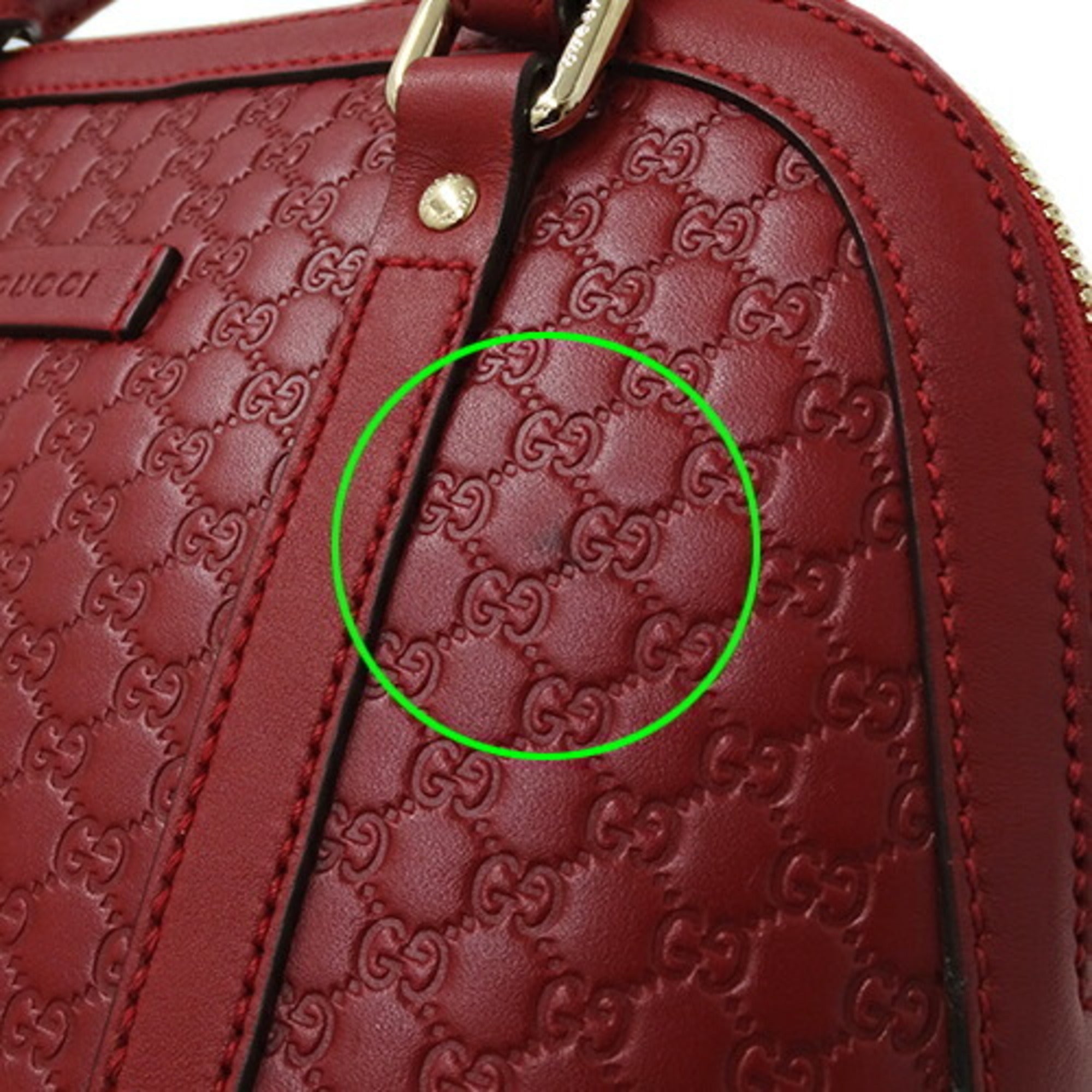 GUCCI Bag Women's Handbag Shoulder 2way Micro GG Shima Leather Red Crossbody