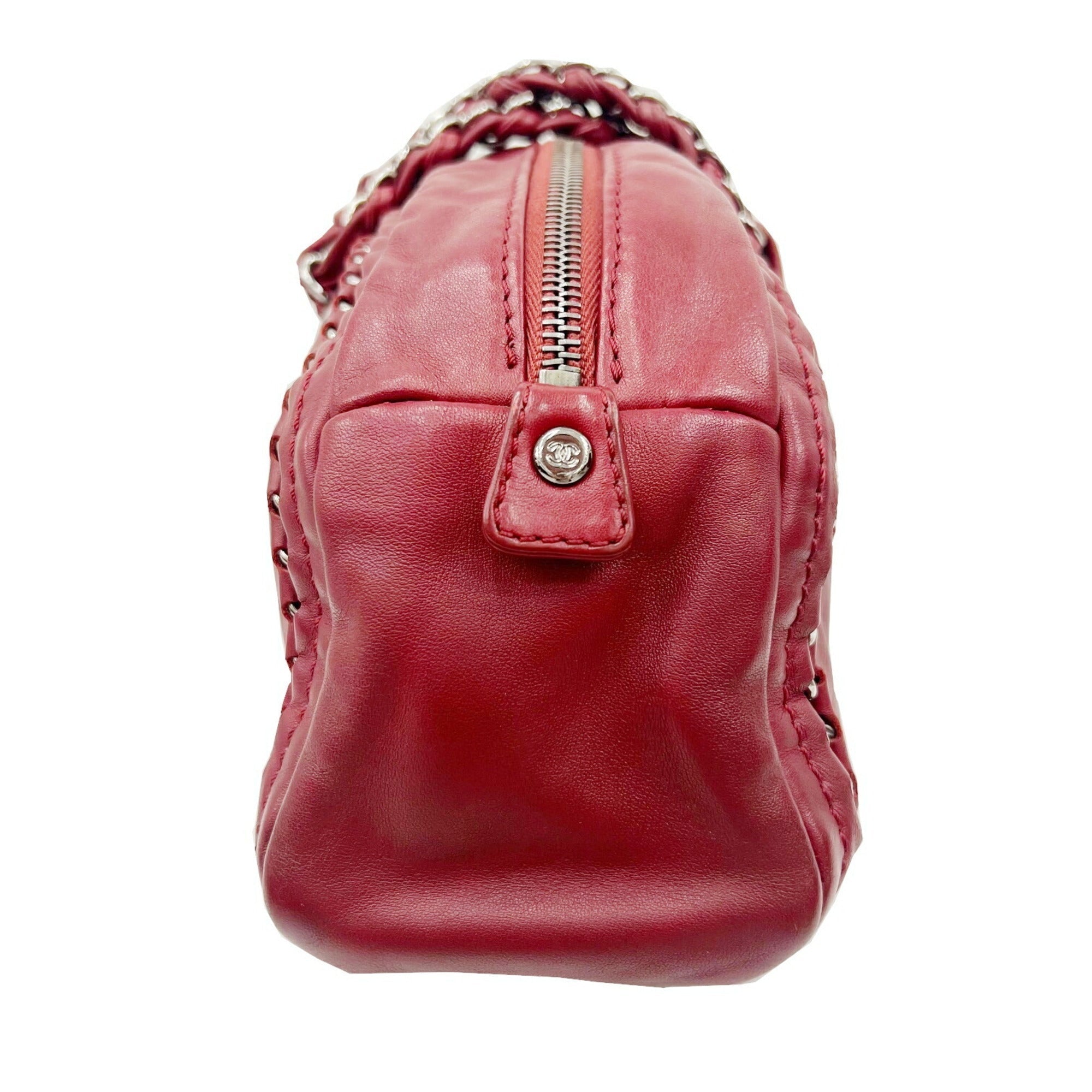 CHANEL Luxury Line Bowling Bag Chain Shoulder Coco Mark Handbag A31575 Ladies Bordeaux 10s
