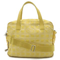 CHANEL New Line Handbag Shoulder Bag Jacquard Canvas Yellow A15973