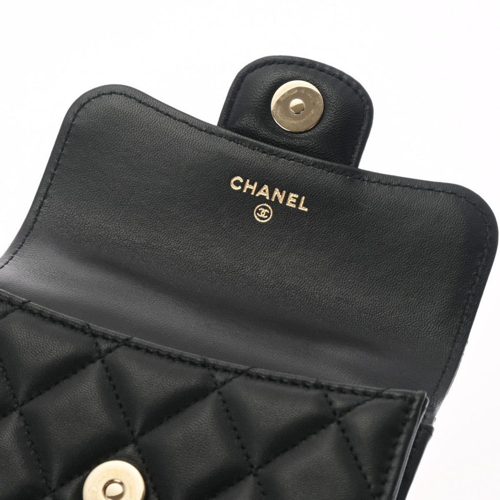 CHANEL matelasse chain shoulder black ladies lambskin bag