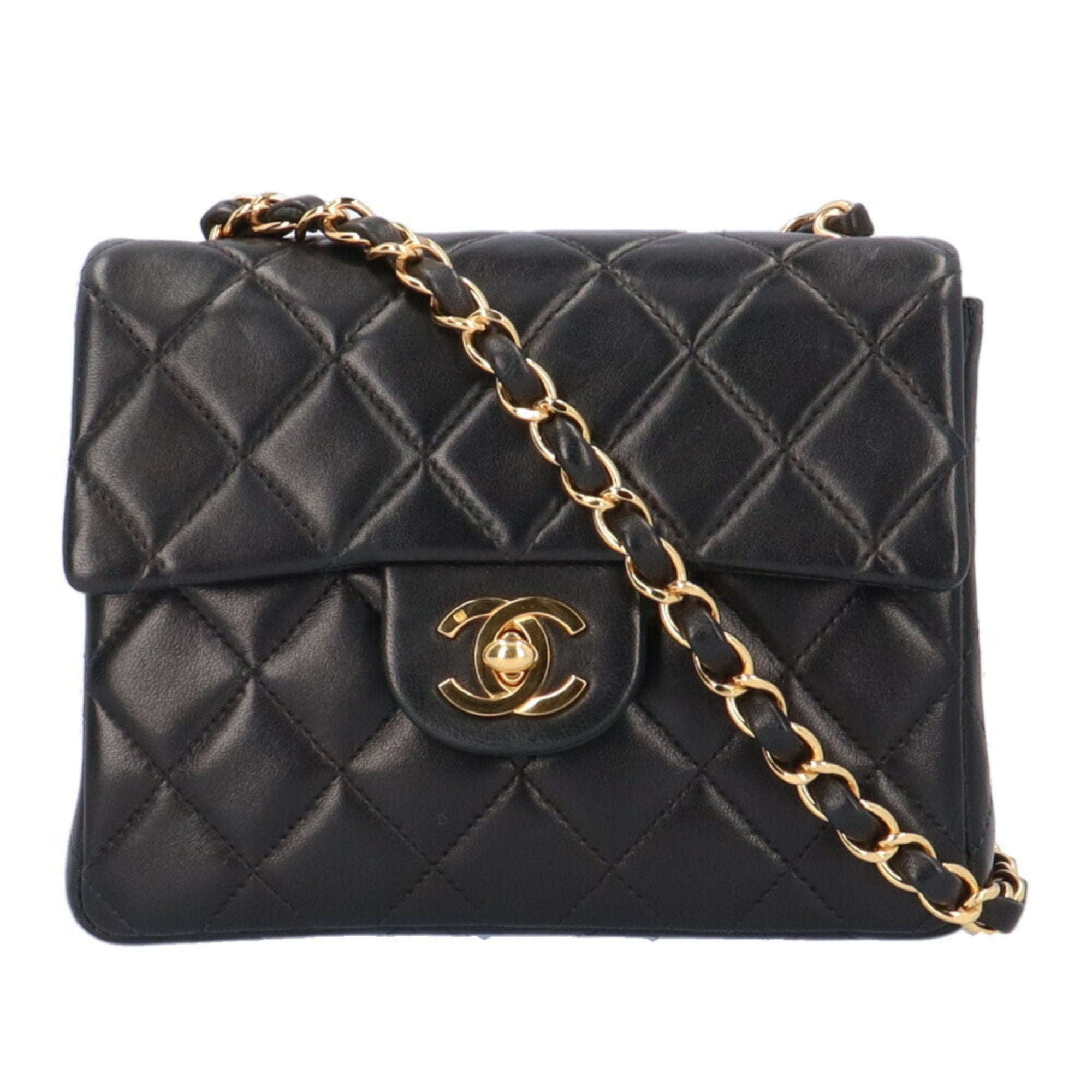 CHANEL Chain Matelasse Shoulder Bag Lambskin Black Women's