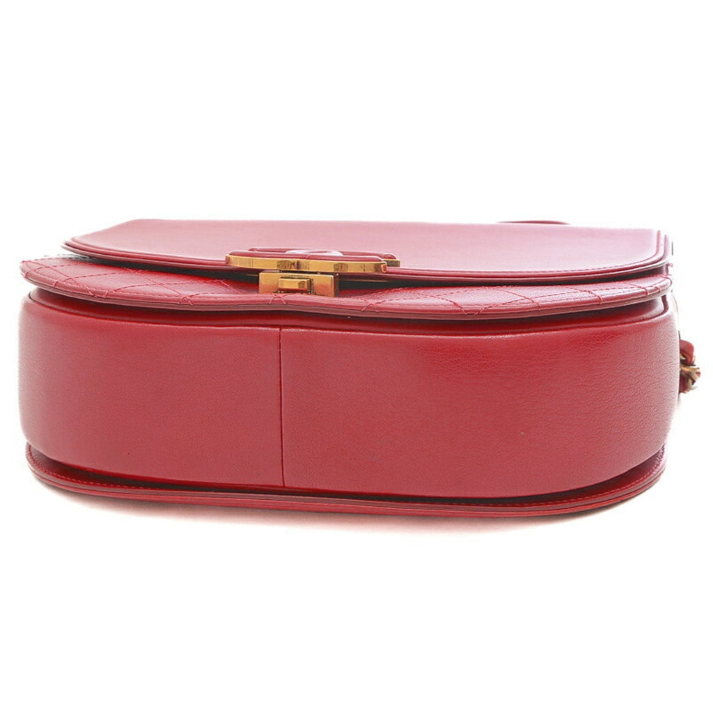 CHANEL matelasse 2-way chain bag leather red gold hardware
