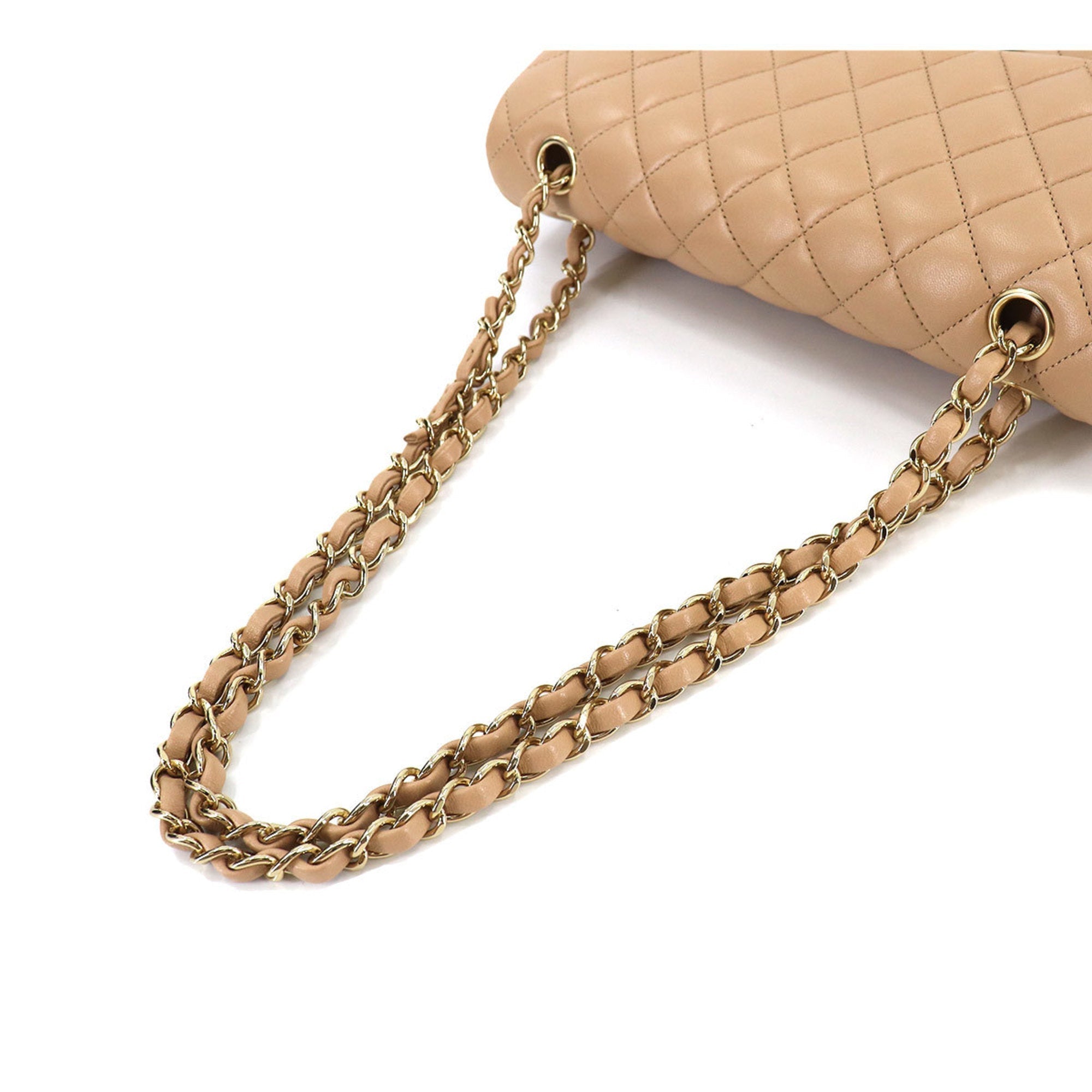 Chanel matelasse 25 chain shoulder bag leather beige A01112 gold metal fittings here mark Matelasse Bag