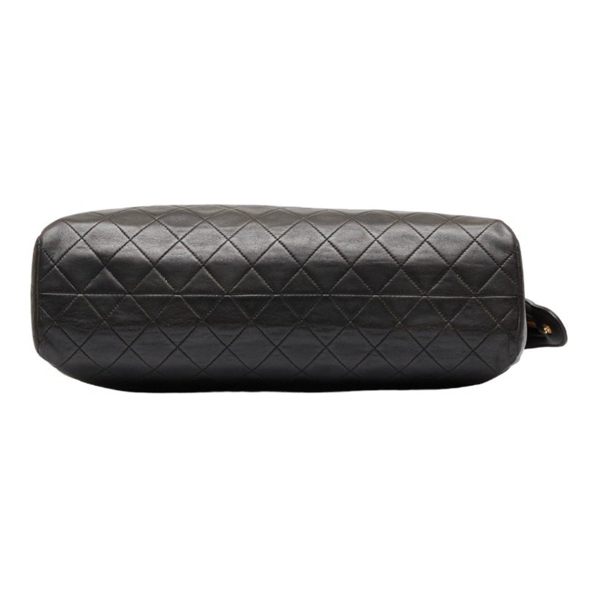 CHANEL matelasse here mark chain shoulder bag tote black gold lambskin ladies