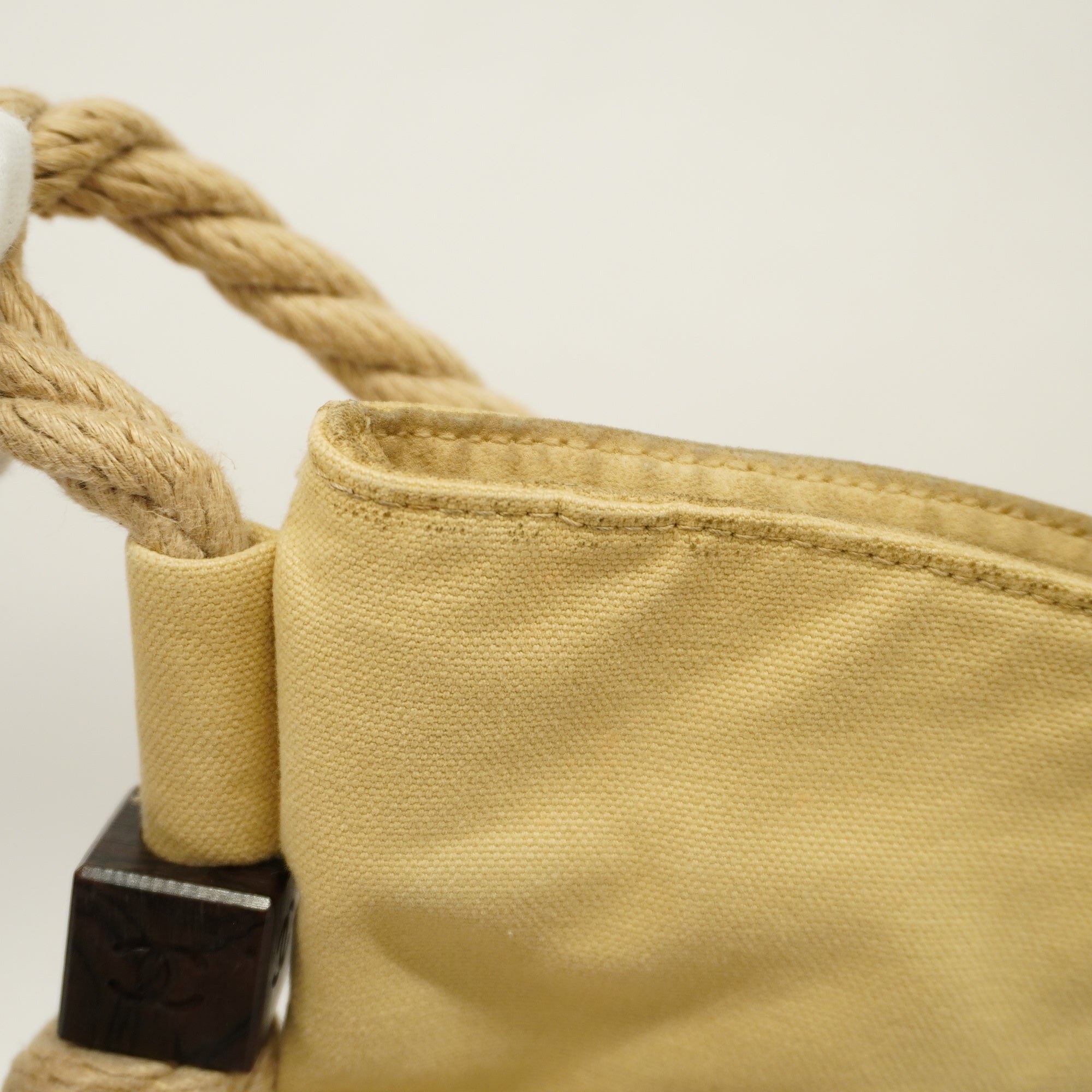 CHANELAuth  Chain Shoulder Women's Canvas Shoulder Bag Beige