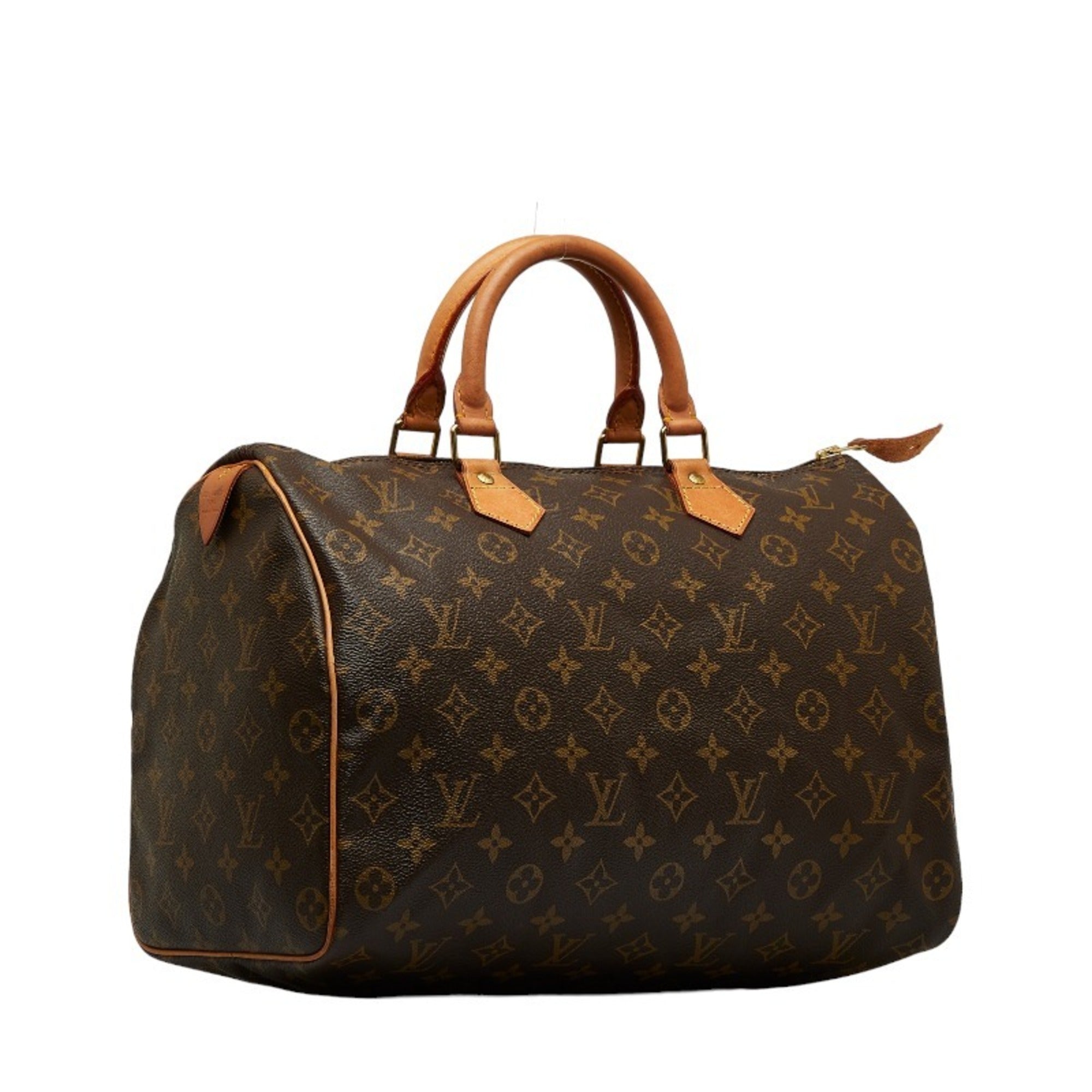LOUIS VUITTON Monogram Speedy 35 Handbag Boston Bag M41524 Brown PVC Leather Ladies