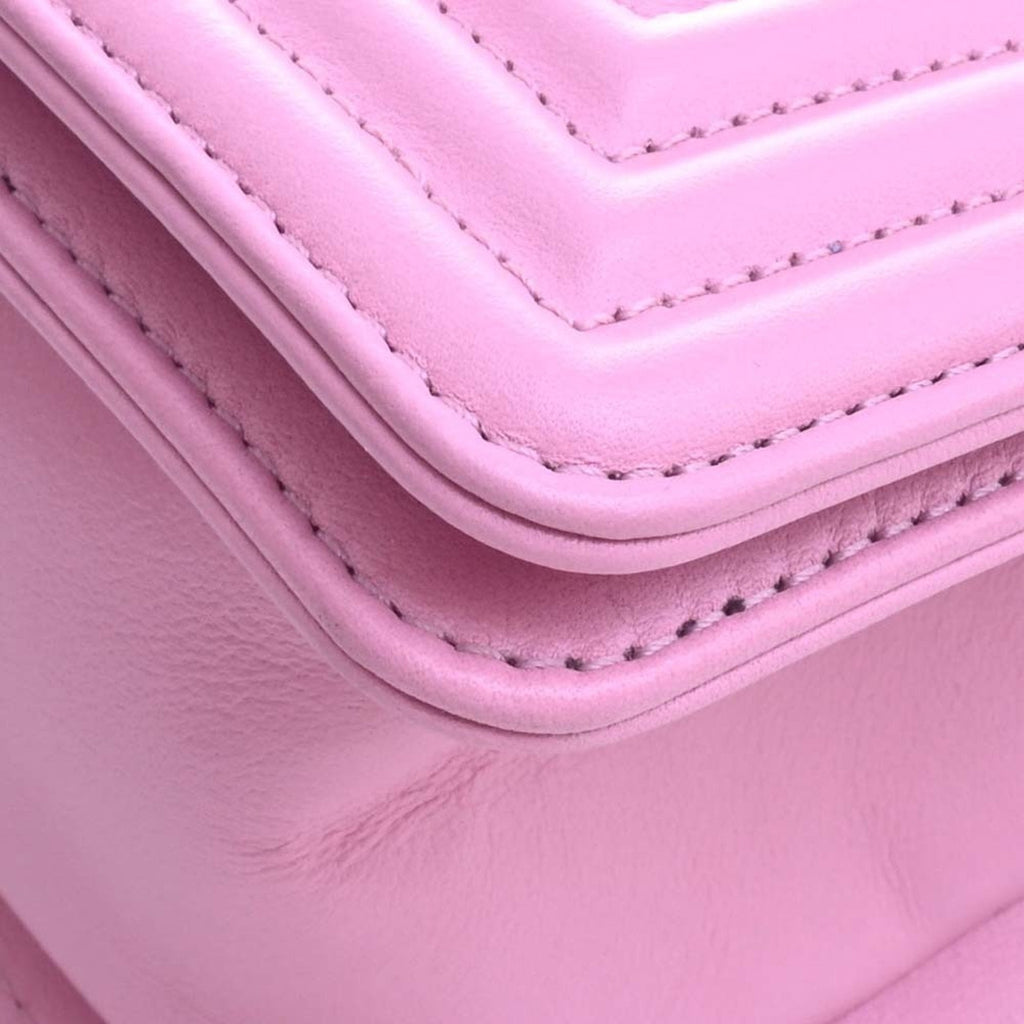 CHANEL Lambskin Boy Coco Mark Chain Shoulder Bag Pink Ladies