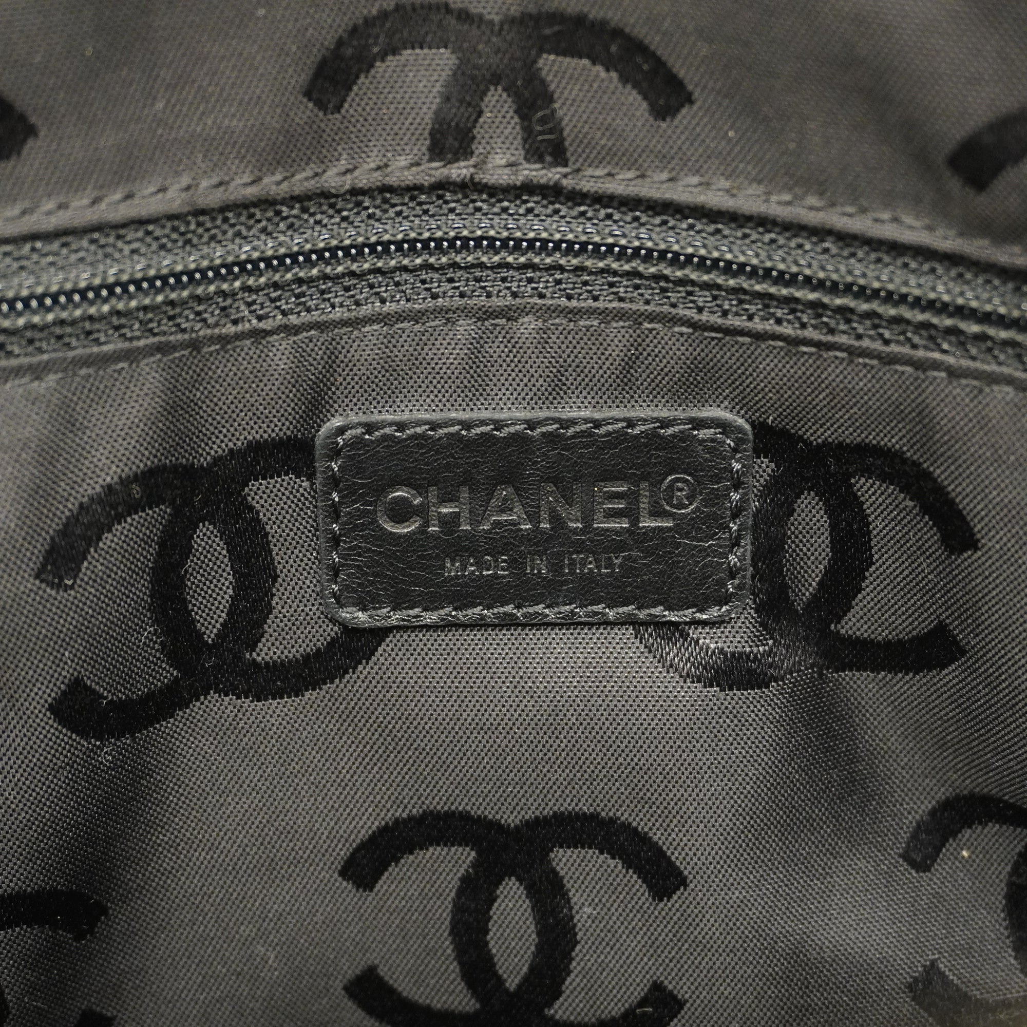CHANEL  Chocolate Bar Handbag Women's Cotton,Leather Black,Khaki
